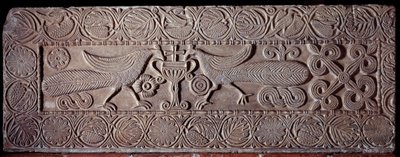 Parapet of stone covered with low reliefs representing peacocks, From the sarcophagus of Teodote, 8th century, 作者 意大利学校