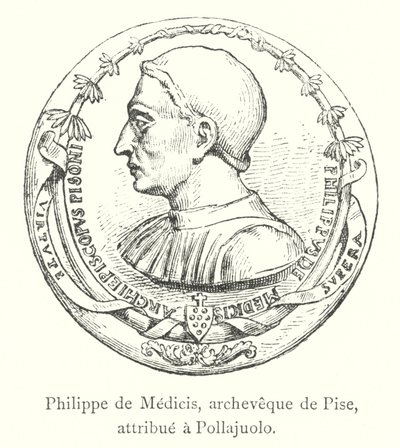 比萨大主教菲利普·德·美第奇斯 (Philippe de Medicis) 归功于 Pollajuolo（雕刻） 作者 意大利学校