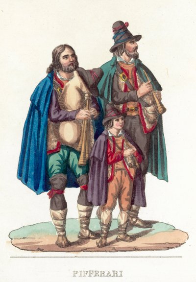 Pifferari (coloured engraving) 作者 意大利学校
