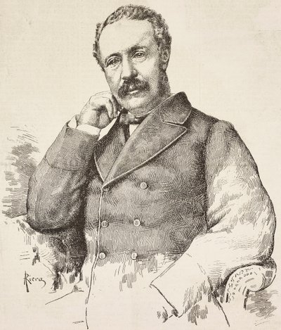 查尔斯乔治戈登的肖像，被称为戈登帕夏（1833-1885 年），英国将军，由 A Riera 的绘画雕刻而成，来自 L