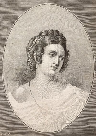 意大利诗人Costanza Monti (1792-1840)的肖像，Centenari的雕刻，出自《意大利画报》，第34期，1884年前。 作者 意大利学校