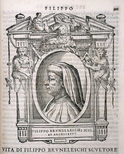来自Vasaris Lives of the Artists的Filippo Brunelleschi（1377-1446）的肖像，首次出版于1550年 作者 意大利学校