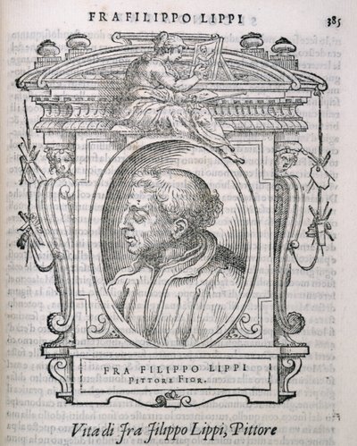 来自Vasaris Lives of the Artists的Fra Filippo Lippi（c.1406-69）的肖像，首次出版于1550年 作者 意大利学校