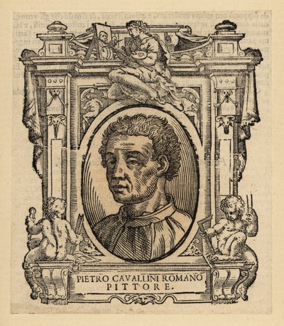 中世纪晚期意大利画家和马赛克设计师彼得罗·卡瓦利尼 (Pietro Cavallini) 的肖像 作者 意大利学校