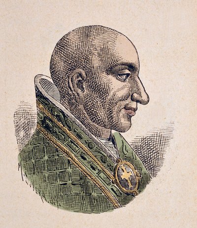 对立教宗克里斯托弗 (ou Christophe, Christopher, Cristoforo, Christophorus) 的肖像 (903-904) 作者 意大利学校