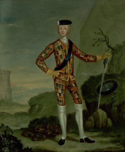 查尔斯王子（Bonnie Prince Charlie，1720-88）在格子呢 作者 意大利学校