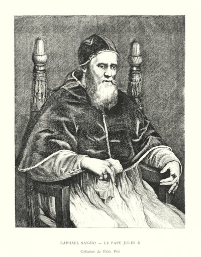 拉斐尔·圣齐奥，教皇朱利叶斯二世，皮蒂宫收藏（版画） 作者 Italian School