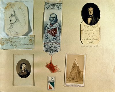 Risorgimento：意大利爱国者 Giuseppe Garibaldi（1807-1882）周围的拼贴画板。 罗马，复兴博物馆 作者 意大利学校