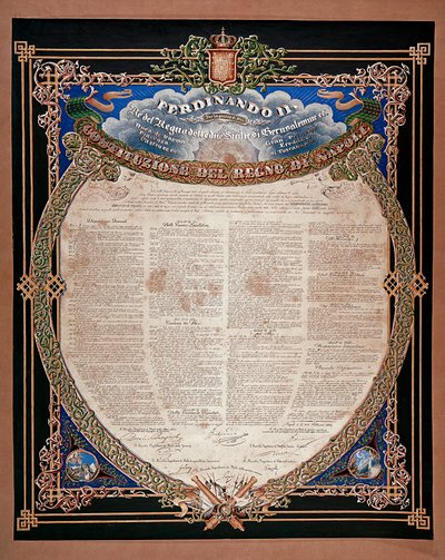 Risorgimento: constitution proclaimed by King Ferdinand II of the Two Sicilies (1810-1859) in 1847. Naples, Museo Nazionale di San Martino Italy 作者 意大利学校