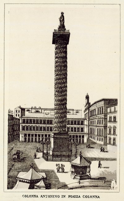 Roma: Colonna Antonino In Piazza Colonna (litho) 作者 意大利学校