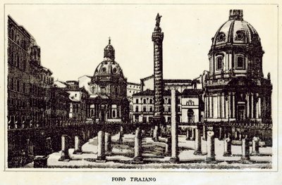 罗马：Trajano 论坛（石版画） 作者 意大利学校
