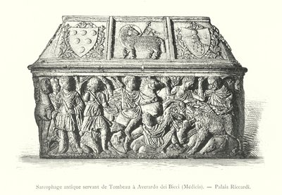 古代石棺在 Averardo dei Bicci、Medicis、Riccardi 宫中用作坟墓（雕刻） 作者 意大利学校