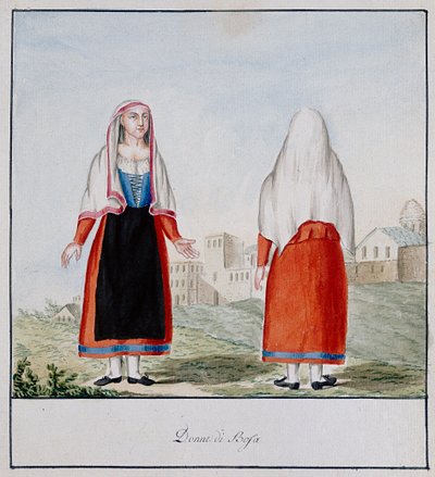 博萨的撒丁岛服饰，印刷 ms.258，Luzzetti 系列 作者 意大利学校