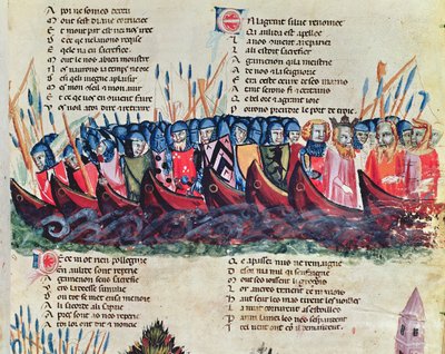 船上的士兵，来自Codex Benito de Santa Mora 作者 意大利学校