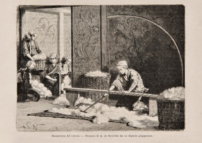 日本纺纱棉花，来自意大利版的Tour du Monde，1869年 作者 意大利学校