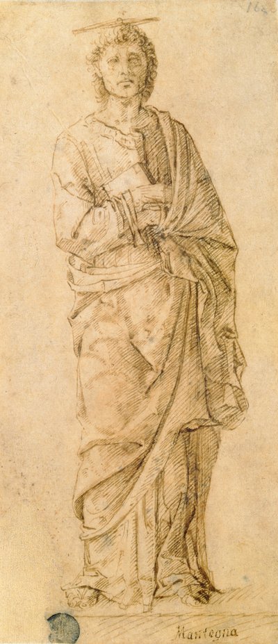 福音传道者圣约翰，作者为乔瓦尼·贝利尼 (Giovanni Bellini，约 1430-1516 年) 或安德里亚·曼特尼亚 (Andrea Mantegna，1430-1516 年)（纸本笔墨） 作者 意大利学校