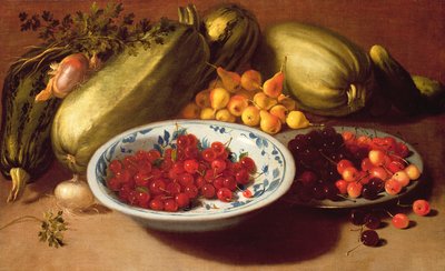 樱桃，骨髓和梨的静物 作者 Italian School