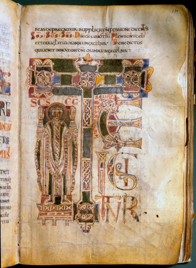 Te igitur Missal and Sacramental Representative的页面。制作于11世纪的翁布里亚的圣尤斯蒂齐奥修道院。(Ms.B 8, foglio 171r) 罗马, Biblioteca Vallicelliana 作者 意大利学校