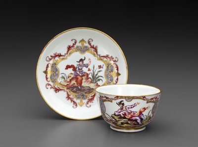 茶碗和茶碟，约 1755 年（软膏瓷） 作者 意大利学校