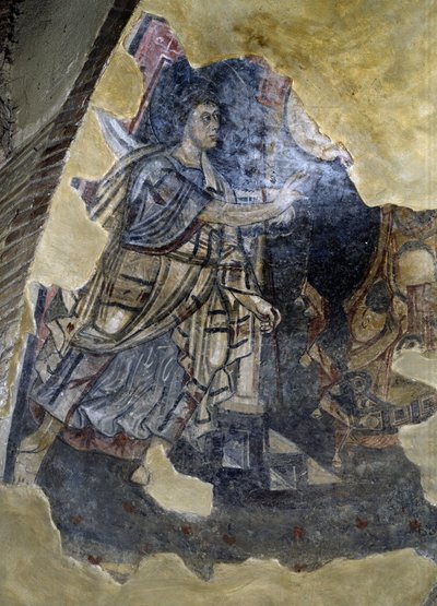 The Annunciation to Zechariah, detail from cycle of frescoes from the 8th and 9th century (fresco) 作者 意大利学校