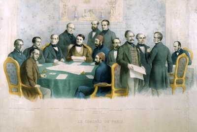 巴黎国会，1856年3月，意大利历史的插图 作者 意大利学校