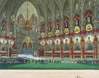 1838年9月6日在米兰大教堂加冕的费迪南德一世 作者 意大利学校
