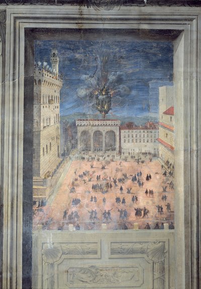 烟花在Piazza della Signoria，1560 作者 意大利学校
