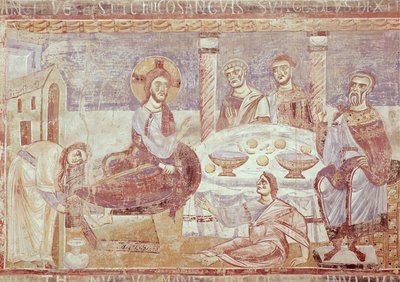 法拉利西蒙家的膳食，蒙特卡西诺学校，c.1087 作者 意大利学校