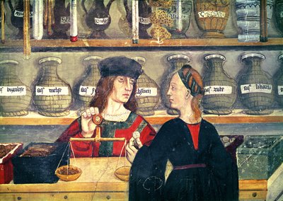 药房，细节，匿名绘画，瓦莱达奥斯塔，伊索涅城堡 作者 意大利学校