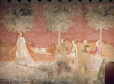 球赛，《运动会》中的场景，约 1445-1450 年，壁画，博罗梅奥宫，米兰，伦巴第，意大利 作者 意大利学校