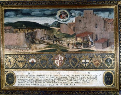 锡耶纳的居民摧毁了查理五世西班牙人在 1552 年建造的堡垒。 作者 意大利学校