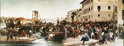 1848 年阿尔卑斯山猎人在 Sesto Calende 登陆 作者 意大利学校