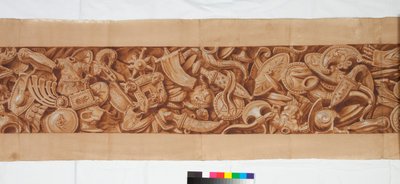 古董后的三幅图，约1750年（毛笔画在棕色水洗笔上加高，并用黑色粉笔涂成淡淡的痕迹） 作者 意大利学校