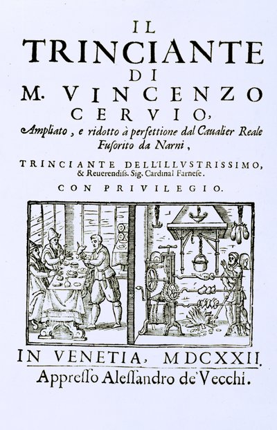意大利烹饪书籍，酒吧的标题页。威尼斯，1622年 作者 意大利学校