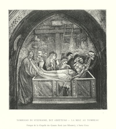 Tommaso di Stephano, dit Giottino, La Mise au Tombeau, Fresque de la Chapelle des Comtes Bardi, san Silvestro, a Santa Croce (雕刻) 作者 意大利学校