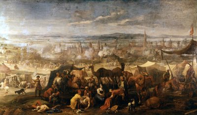 1683 年围攻期间，土耳其人在维也纳附近扎营。维也纳，阿森纳博物馆。 作者 意大利学校