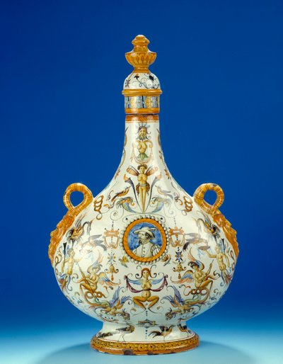 1570-1580 年在意大利乌尔比诺丰塔纳的彩陶工厂制造的葫芦形花瓶，1570-1580 年巴黎，Musee du Petro Palais 作者 意大利学校