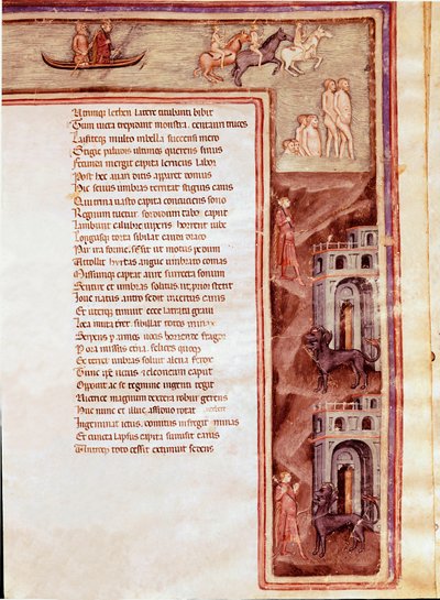 View of the Underworld, Characters and Monsters, illustration for Furious Hercules by Seneque (Miniature 作者 意大利学校