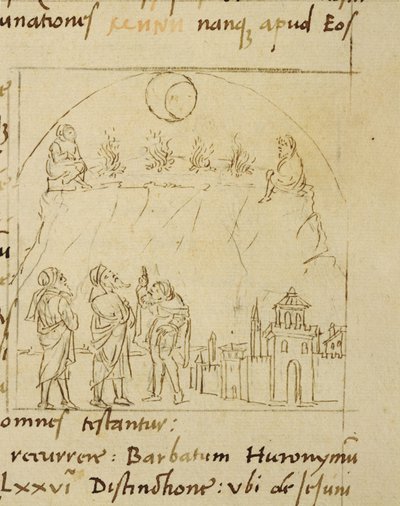 Ms.LAT.446 fol.2v圣人研究星星的运动，以确定逾越节的确切日期，来自朝圣者普利西亚的Ortopascha 作者 意大利学校意大利学校