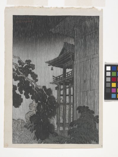 三井寺（彩色木版画） 作者 伊藤雅作