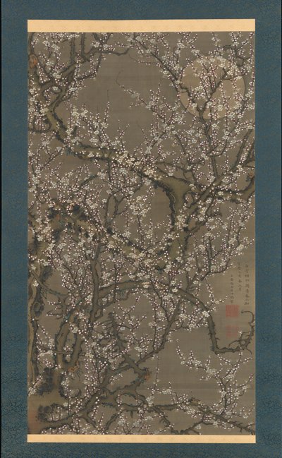 白梅花和月亮，1755年。 作者 伊藤雅作