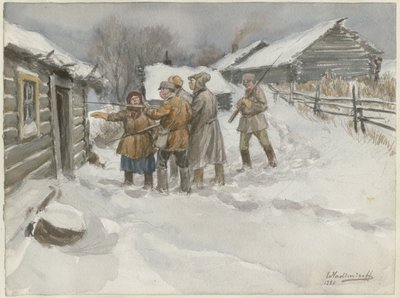 在搜寻和没收1920年俄罗斯革命水彩系列作品之前 作者 伊万·阿列克谢耶维奇·弗拉基米罗夫