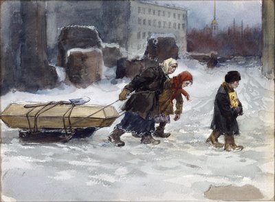 弗拉基米罗夫·伊万·阿列克谢耶维奇（Ivan Alexeyevich，1869-1947 年）埋葬了一名非共产党员工人。 水彩、纸本水粉 作者 伊万·阿列克谢耶维奇·弗拉基米罗夫