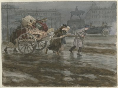 1917-1918年俄国革命水彩系列车上的家庭随身携带物品 作者 伊万·阿列克谢耶维奇·弗拉基米罗夫