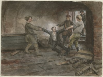 1919年俄国革命水彩系列中的人被抓捕并处决 作者 伊万·阿列克谢耶维奇·弗拉基米罗夫