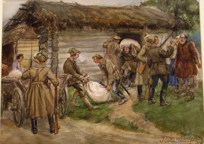 Requisition of flour from rich peasants in a village near Pskov 作者 伊万·阿列克谢耶维奇·弗拉基米罗夫
