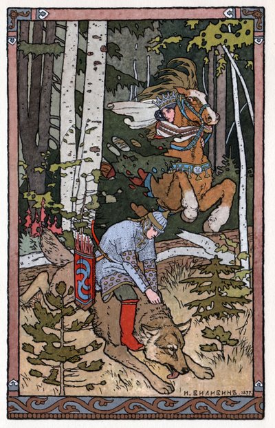 查列维奇-伊万，火鸟和灰狼，约1899年（石版画）。 作者 伊万·雅科夫列维奇·比利宾