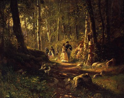 1869年在森林散步 作者 Ivan Ivanovich Shishkin