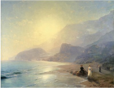 1886年，亚历山大·普希金（Alexander Pushkin）和公主玛丽亚·雷夫斯卡娅（Maria Raevskaya）在古尔祖夫（Gurzuf）附近 作者 伊万·康斯坦丁诺维奇·艾瓦佐夫斯基