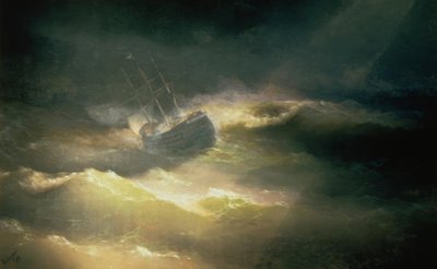 暴风雨中的玛丽亚船 作者 伊万·康斯坦丁诺维奇·艾瓦佐夫斯基